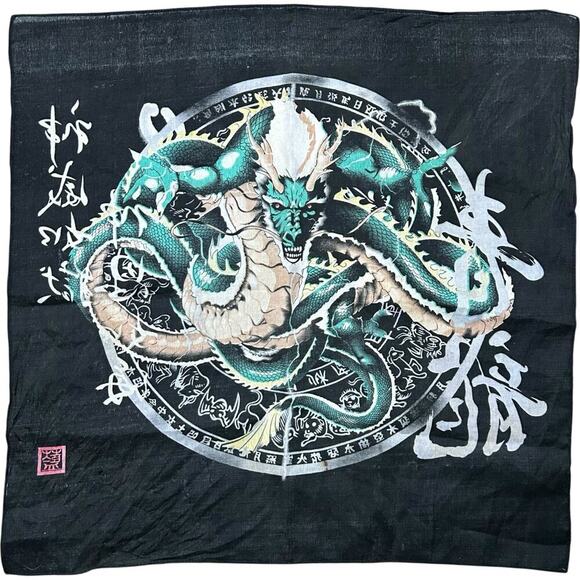 The Azure Dragon Y2K Chinese Sacred Beast Bandana Hankerchief - Picture 3 of 3